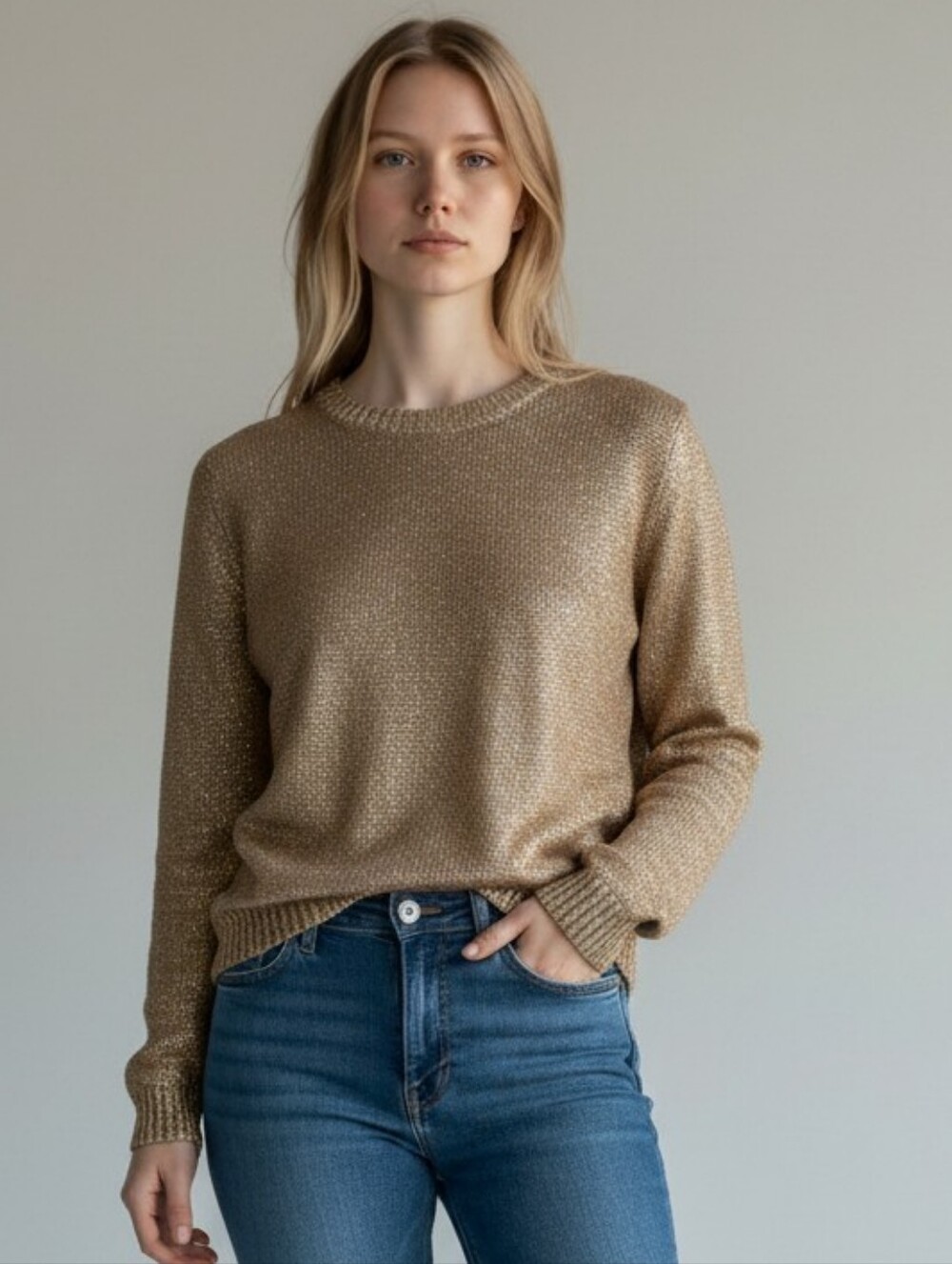 Rock & Republic Cotton Blend Gold Knit Sweater